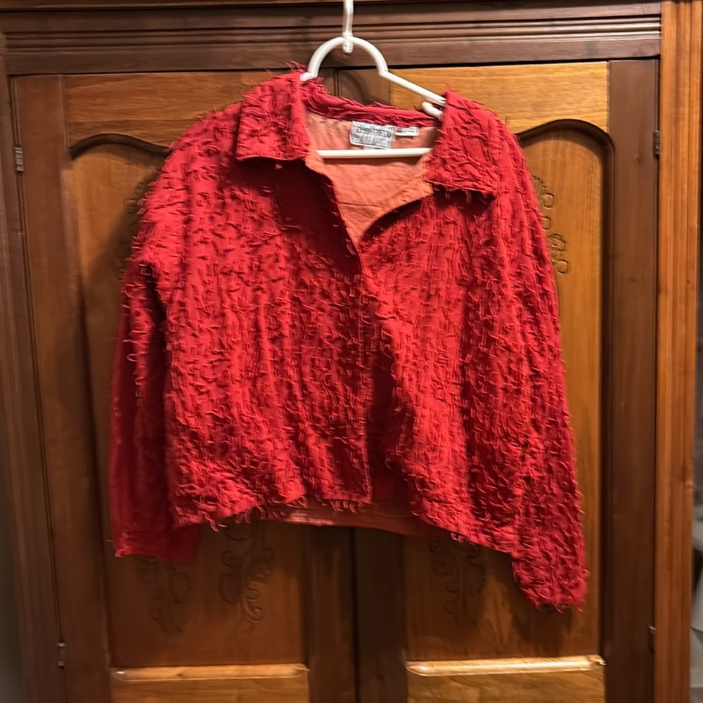 Red Short Jacket With String Design - image 1
